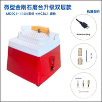 Small Automatic Water-Fed Glass Edge Grinding Machine with Diamond Grinding Wheel, Double-Layer Worktable, 1-Inch Spiral Wheel Upgrade, UK Plug