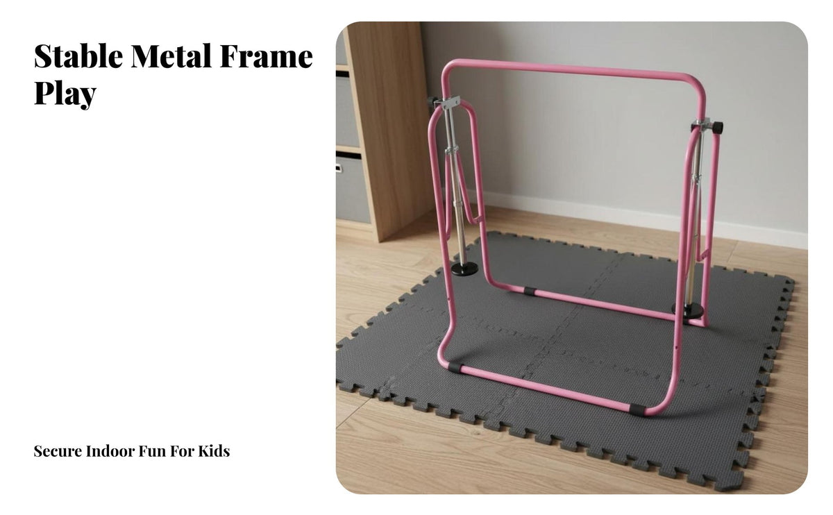 Multi-Functional Kids Indoor Pull-up Bar Stable & Safe Adjustable Height Gymnastics Bar Easy Assembly children's Home Swing Frame Non-Slip Rubber Feet for Beginner Gymnasts, Toddlers, Playroom, Living Room, Garden, Outdoor