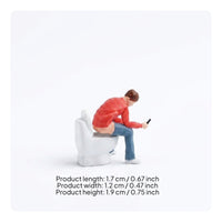 1/64 Miniature Man on Toilet 1:64 Scale Scene Prop Figurine Tiny Model Figures for Tabletop Display