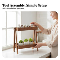 2-Tier Collapsible Shelf Installationno-Assembly 2-Tier Plant Stand Foldable
