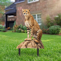 Leopard Cheetah Grassland Animal Acrylic Garden Stake Outdoor Lawn Decoration