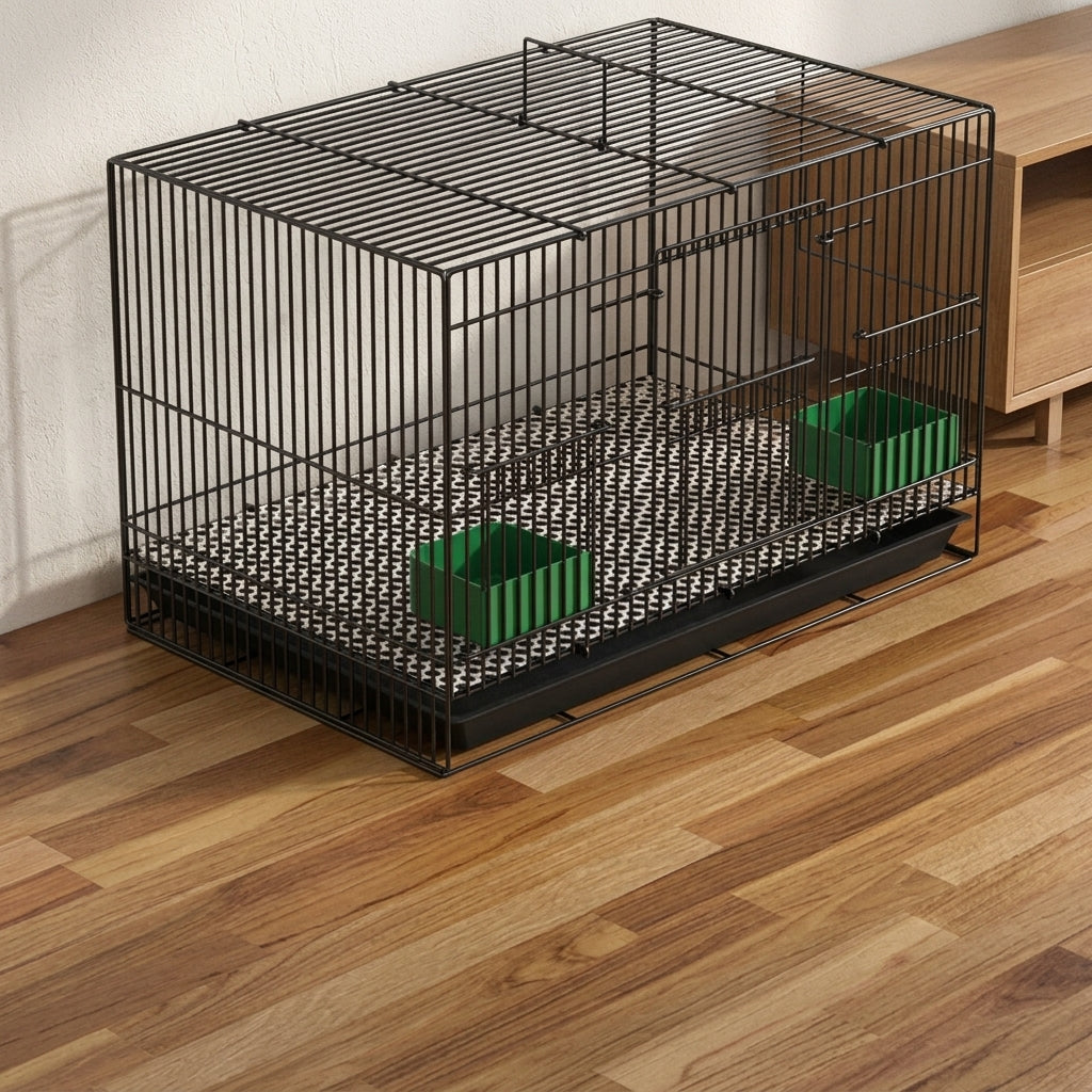 Portable Bird Cage with Handle, Metal Small Bird Cage for Small Exotic Birds, Pet Bird Cage with Slide-Out Tray, Indoor Food Bowls and Perches