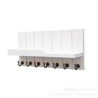 Wooden Wall-Mounted Entryway Key Rack, No Drilling, Wall Hooks, Multi-functional Storage Shelf