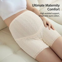 Maternity Underwear High Waist Postpartum with Lace Trim for C Section, Breathable Anti Chafing Shorts for Women Under Dresses