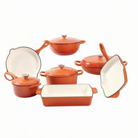 7 Pieces Cast Iron Cookware Set Even Heating Enameled Cast Iron Cookware Set Stovetop Cooking