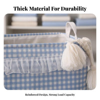 Foldable textile container with Lid Decorative Organizer Box double accessible-toping Zippers