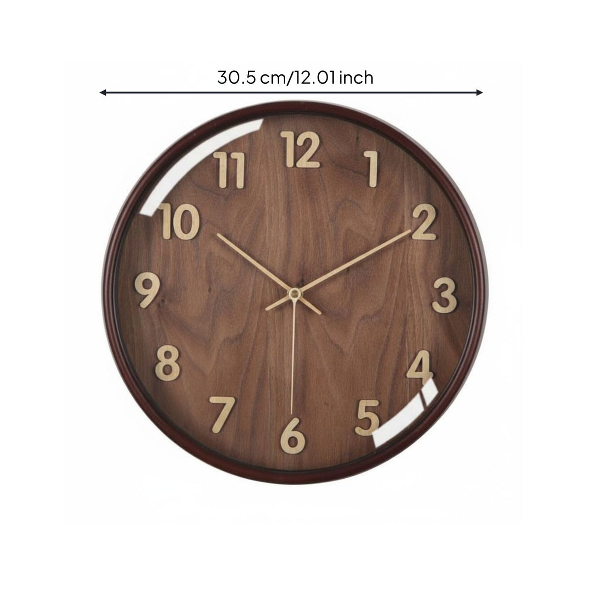 Wooden Wall Timepiece Solid Wood Quiet Wall Timepiece 3D Numbers for Living Room