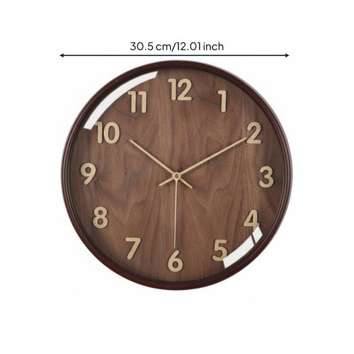 Wooden Wall Timepiece Solid Wood Quiet Wall Timepiece 3D Numbers for Living Room