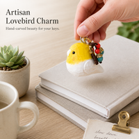 Hand-Carved Wooden Chubby Bird Figurine Keychain & Desktop Decor