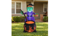 Built-in LEDs Halloween Inflatable Witch and Pot Spooky Witch and Pot Inflatable Giant Yard Decoration Scary for Garden