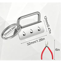 50 Pieces Key Loop with Clamp Easy to Install Keychain Fob Hardware Heavy-Duty
