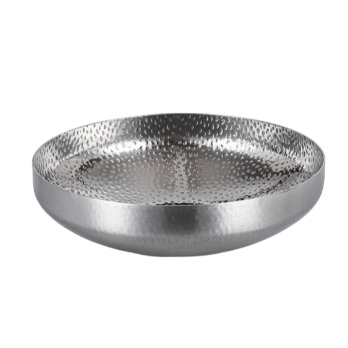 Stainless Steel Serving Plate Metal Plate with Hammered Texture Elegant Bowl with Hammered Texture for Home Kitchen
