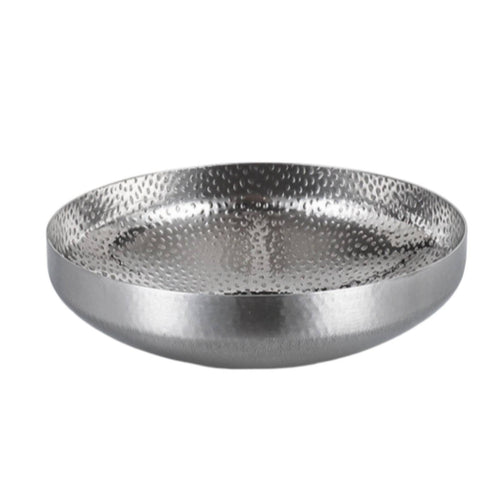 Stainless Steel Serving Plate Metal Plate with Hammered Texture Elegant Bowl with Hammered Texture for Home Kitchen