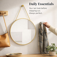 Wall Mounted Mirror with PU Rope Hanging, Black Track Style