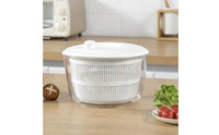 Round Salad Dryer with Clear Bowl Manual Salad Dryer with Colander Multifunctional Lettuce Dryer with Drainage Basket Versatile for Home Cooks, Meal Prep, Countertop