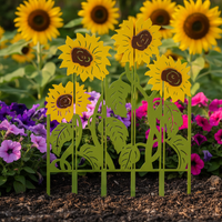 Decorative Iron Garden Fence Panel with Artificial Flowers and Plants
