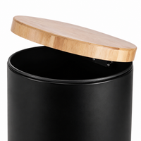 Round Trash Can Kitchen 30L, Step Trash Can with Wooden Lid, Odor-Sealed Trash Bin for Household