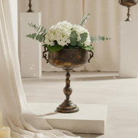 Mediterranean-Influenced Floor-Standing Vase Freestanding Goblet Flower Vase Rust-Resistant Gold Flower Stand for Hallway