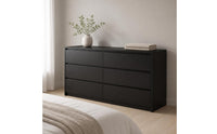 6-Drawer Dresser Handleless 6 Drawer Dresser Floor-Standing Storage Cabinet with Drawers for Bedroom, Living Room, Apartment