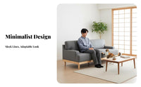 Japanese design Fabric Sofa with Wood Frame damage-resistantResistant Living Room Furniture Minimalist Design Couch Upholstered for Pet Owners, Apartment Dwellers, Homeowners, Lounge Area, Home