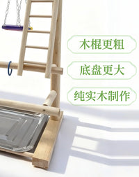 Wooden 4-Tier Parrot Play Stand and Climbing Ladder for Large Birds