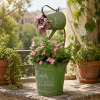 Vintage Metal Planter Decorative Home Decoration Distressed Paint for Patio