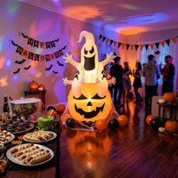 Inflatable Ghost with Pumpkin Built-in LED Lights Halloween Inflatable Decoration Outdoor Lighted for Yard, Lawn