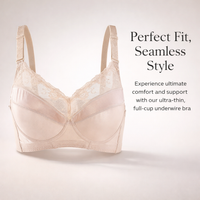 Full Coverage Bras for Women with Underwire Support and Four Hook Closure, Plus Size Supportive with Extremely Thin Molded Cups