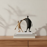 Human Figure Sculpture Textured Statue with Black Base Gold for Home Decorators