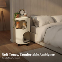 Round Nightstand with Storage alcove Space-Saving Round Tiered Cabinet for Bedroom