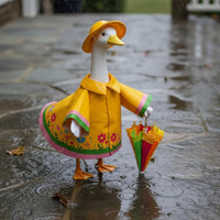 Goose Statue Raincoat Floral Pattern Porch Goose Costume for Garden