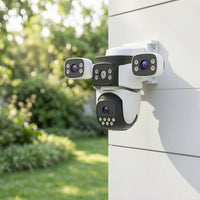Wall-Mount Outdoor Security Camera Wide-Angle Three-Lens Security Camera Dome-Style for Homeowners, Shop Owners, Yard, Driveway, Entryway