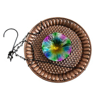 Hanging Bird Feeder Decorative Metal Bird Feeder Woven-Look for Garden, Yard