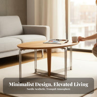 doublelevel Oval Accent Piece Minimalist design Coffee Table Space-Saving Easy Assembly for Interior Design aficionados