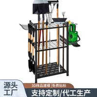 跨境批发庭院清洁用具收纳架花园工具铲子扫帚车库置物架