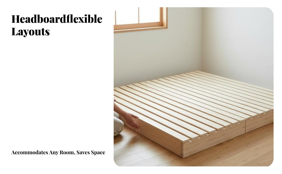 hardwood Wood Folding Slatted Bed Frame Headboard-Less Foldable Slat Frame Moisture-Resistant Mattress Foundation Breathable Design for Guesthouse Owners, Minimalists, Apartment Dwellers, Japanese-aesthetic mat platform Room, Small Spaces
