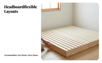 hardwood Wood Folding Slatted Bed Frame Headboard-Less Foldable Slat Frame Moisture-Resistant Mattress Foundation Breathable Design for Guesthouse Owners, Minimalists, Apartment Dwellers, Japanese-aesthetic mat platform Room, Small Spaces