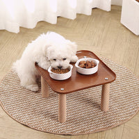 Square Pet Dining Table with Raised Bowls for Dogs and Cats