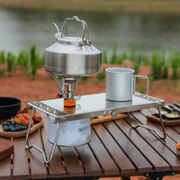 Stainless Steel Folding Table Lightweight Gas Canister heating guard Table Compact Portable Cooker Stand for Backpackers, Barbecue, Backpacking, Picnic