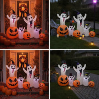 5 Pieces Lighted Halloween Inflatable Giant Inflatable Ghosts Funny Ghost with Hat Adorable for Porch