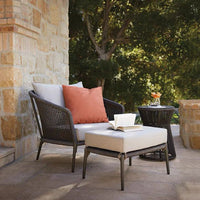 Nordic Outdoor Rattan Sofa Set with Footstool and Side Table, Metal Frame