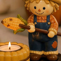 Halloween-Themed Tealight Holder with Figurine Glossy Tealight Holder Seasonal Statue Compact for Tabletop, Mantel