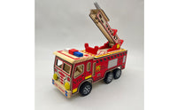 Wooden Fire Truck Wooden Fire Engine Realistic Toy for Desk, Shelf