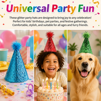 Lightweight Cone Birthday Hat, Paper Party Hats with Elastic for Kids & Adults, Fun Celebration for Dogs and Cats, Bright Coloured Party Supplies