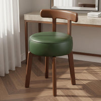 Solid Wood Frame Swivel Vanity Chair Upholstered Seat Retro Dressing Chair Compact Design Wooden Makeup Stool for Women, Bedroom, Living Room