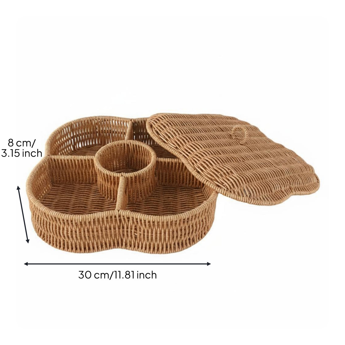 Divided Serving Tray Decorative Divided Snack Basket Handmade Look for Tabletop