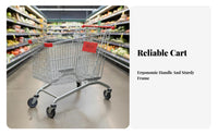 Large Capacity Supermarket Shopping Cart Sturdy Structure Shopping Cart with Child Seat Heavy Duty Retail Equipment Wear-Resistant Wheels for Shop Owners, Shoppers, Warehouse Employees