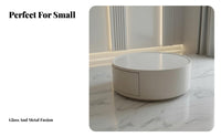 Wheeled Oval Coffee Table with Drawer Space-Saving Living Room Furniture Rounded Corners Easy to Clean for Lounge Area, Bedroom