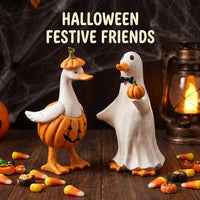 Halloween Duck Resin Figurine Set - Mummy, Pumpkin Reaper, Witch, Ghost