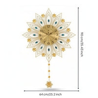 Peacock Wall Clock Gold-Tone Wall Clock with Pendant Radial for Homeowners